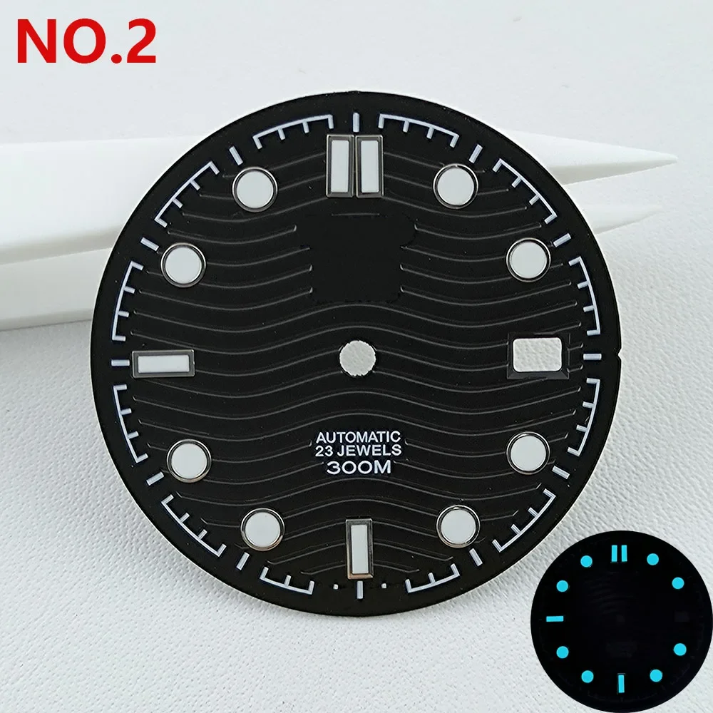 31mm NH35 Dial Watch S Dial Face Blue Luminous Mod Parts for Seamaster 300 NH35 NH36 Movement Watch Mod Parts Accessories