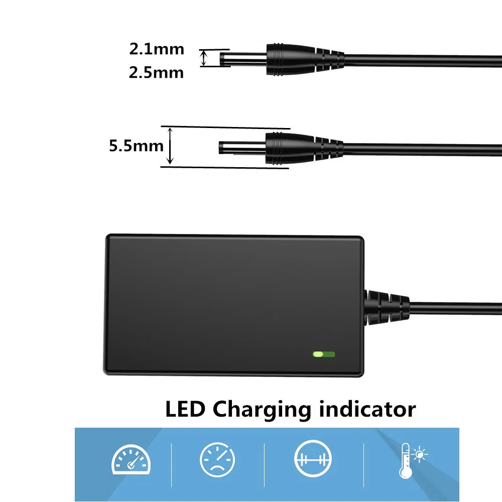 16.8V 21V 8.4V 12.6V 12V 2A ładowarka DC 5.5*2.1mm 18650 ładowarka narzędzia elektryczne ładowarka litowo-jonowa ładowarka pilha