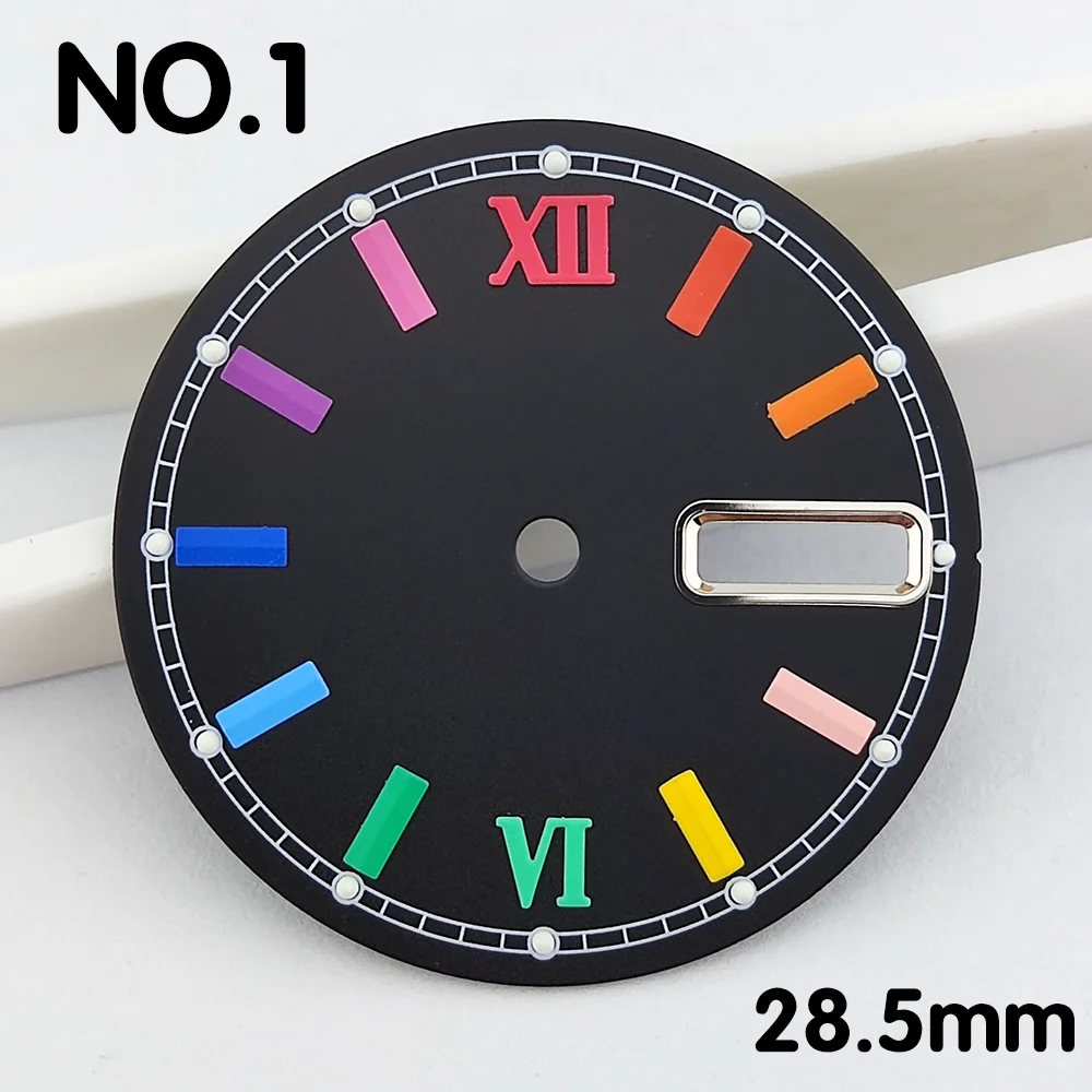 28.5MM dial double calendar dial rainbow scale dial suitable for NH36 movement watch parts replacement parts support custom logo