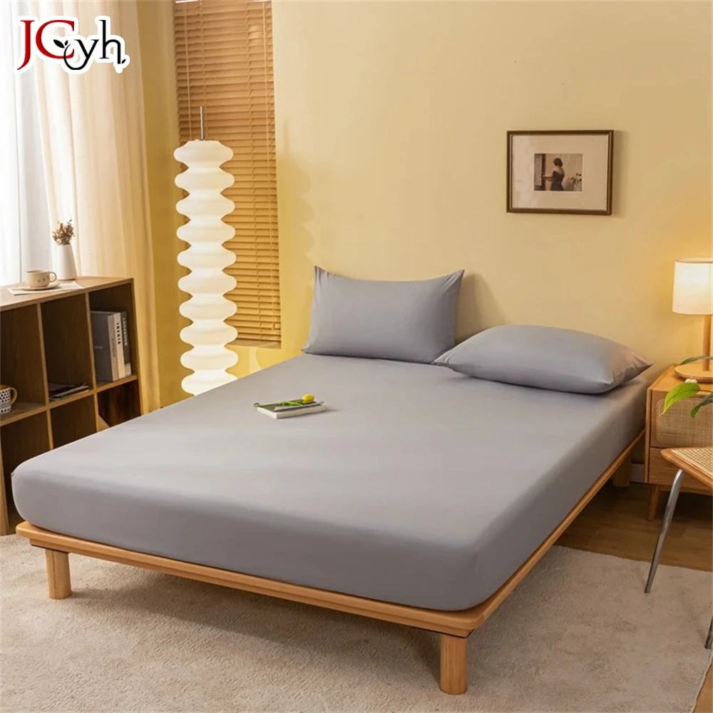 

Non Slip Cotton Fitted Bed Sheet with Elastic Band Skin-friendly Mattress Cover for Single Double King Queen Bed