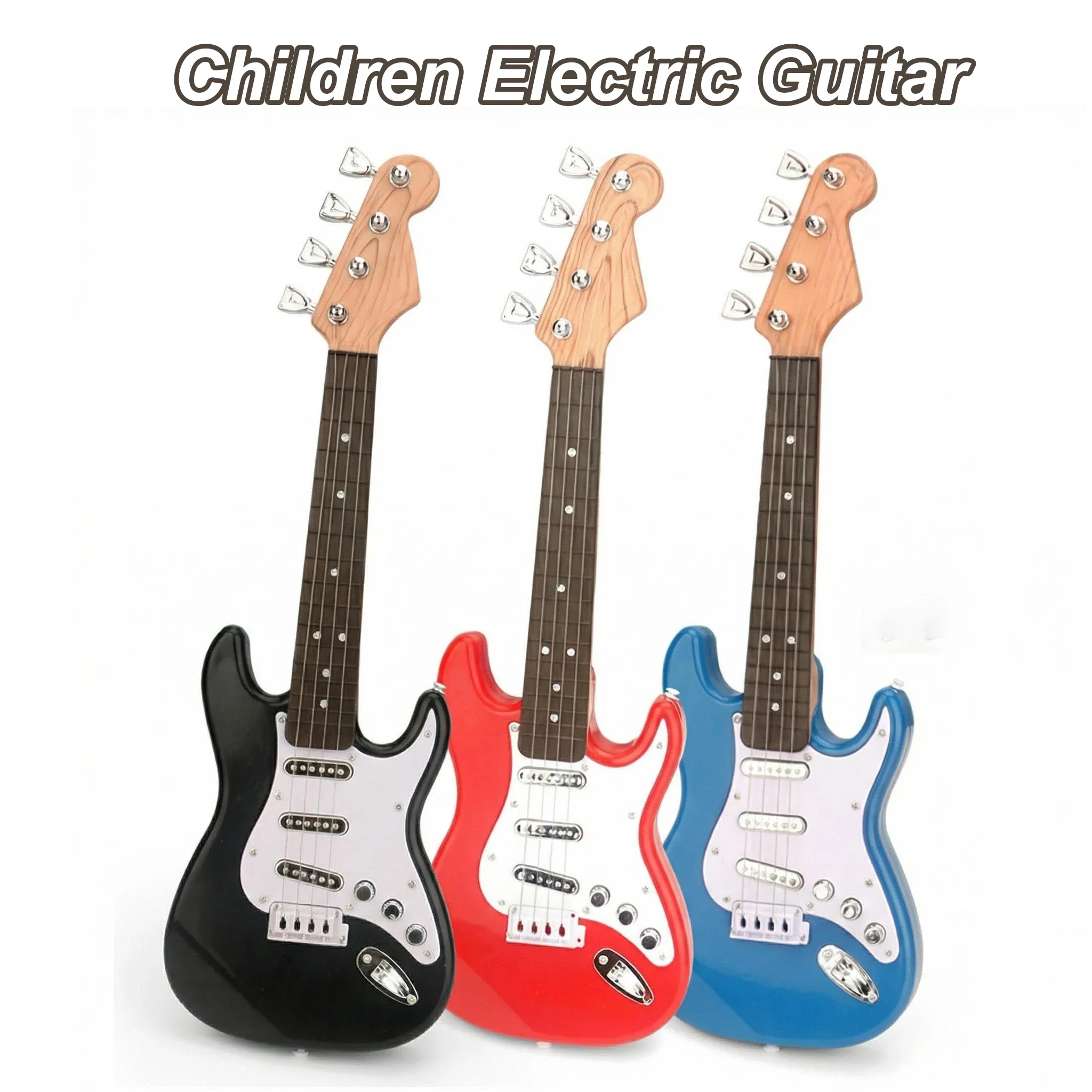 

Детская 17-дюймовая электрогитара-игрушка с 4 струнами, светодиодами, перезаряжаемая, музыкальный инструмент для мальчиков и девочек, подарок на день рождения для начинающих