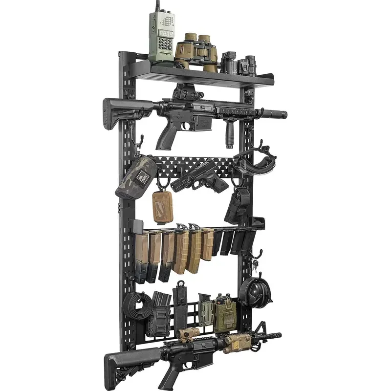 Gun Rack Wall Mount Indoor Gun Rack for Wall with Shelf Horizontal and 1 Removable Gun Accessories Tray