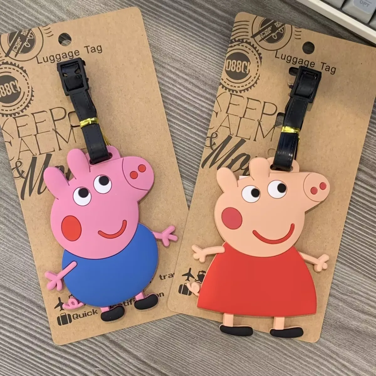 

Cartoon Peppa Pig Travel Accessories Luggage Tag Silica Gel Suitcase ID Address Holder Baggage Boarding Tag Portable Label