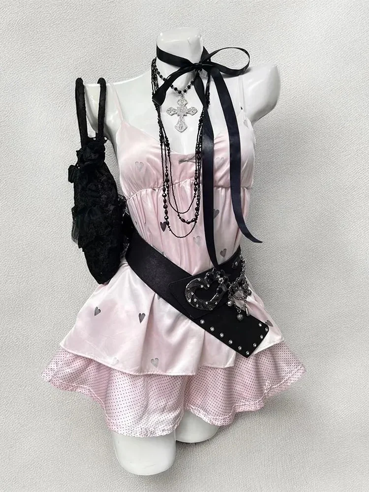 Setelan Pakaian Wanita Korea Gaya Vintage Musim Panas, Cardigan Panjang Terbuka dengan Tali, Rok, dan Kaos