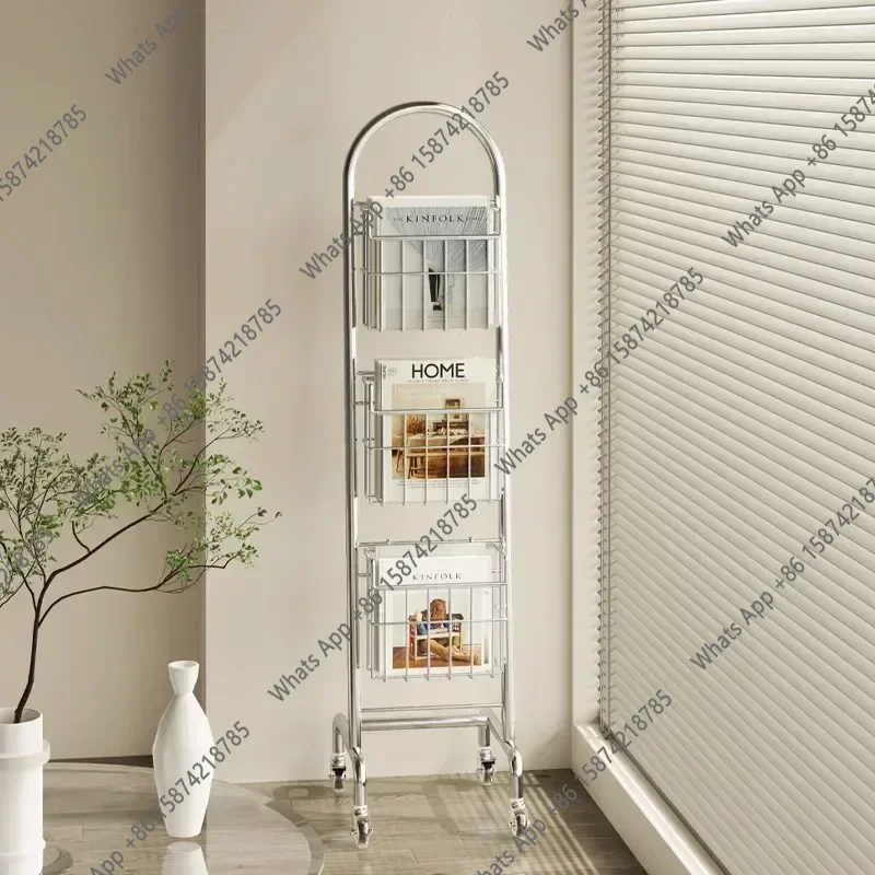 X Vintage Mobile Bookshelves, Magazine Racks, Floor-to-ceiling Multi-layer Storage Display Stands, Vintage Home Book And Newspap