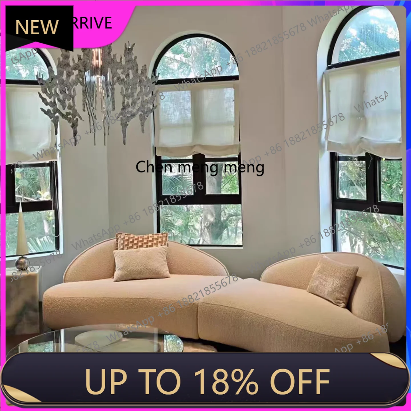 

M78 French cream wind curved fabric sofa living room light luxury hotel lobby special-shaped sofa