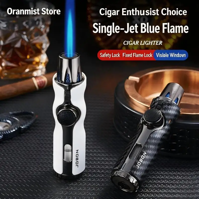 JOBON Strong Blue Flame Inflatable Lighter Windproof Flame Visual Gas Window Design Safety Lock Design One Key Fixed Flame