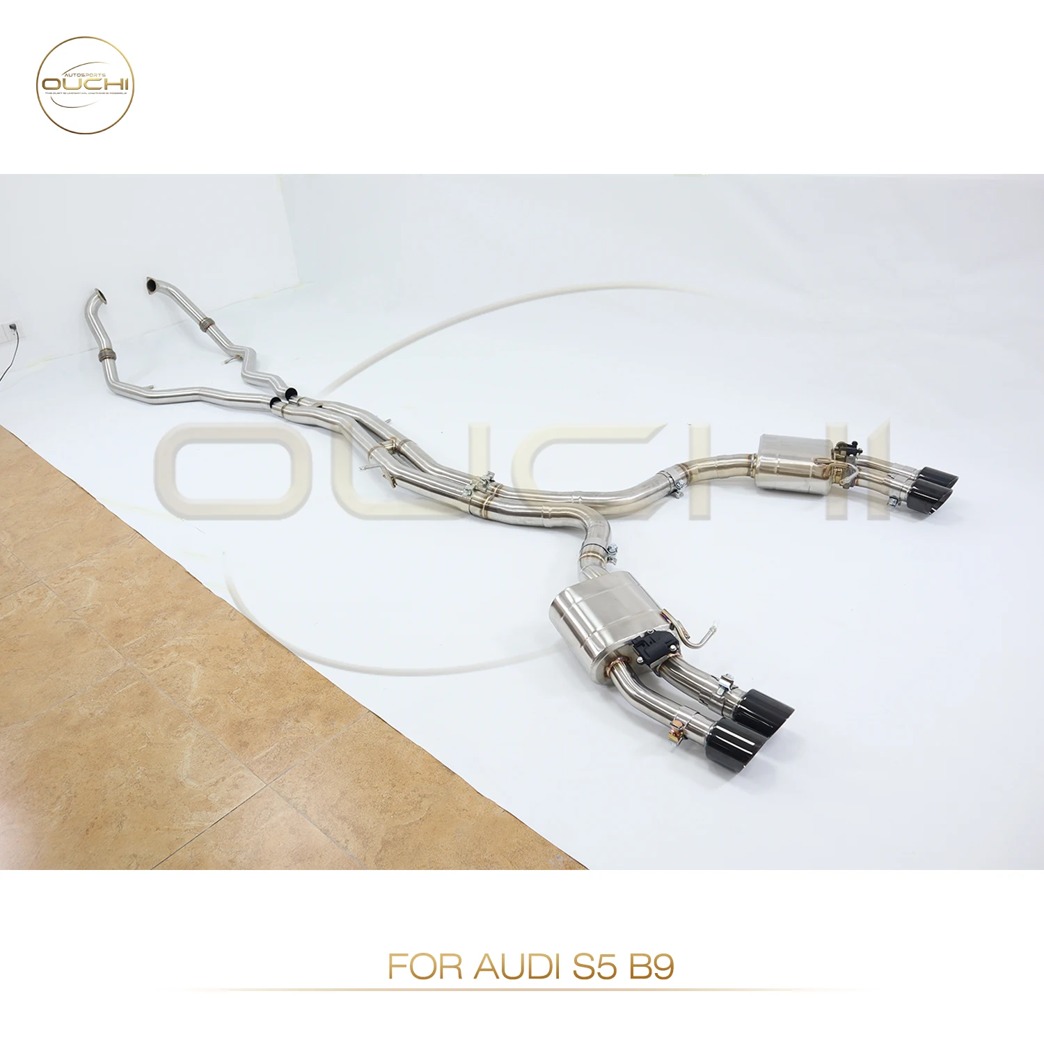 OUCHI Stainless Steel Exhaust Catback For Audi S5 B9 2017-2019 3.0T With Muffler Valves Resonant Tube Auto Performance