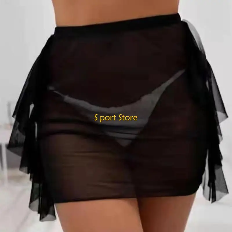 U2JB Osłona do Up Krótki strój plażowy Sheer Okłady Szyfonowe okrycia na stroje kąpielowe Seksowne