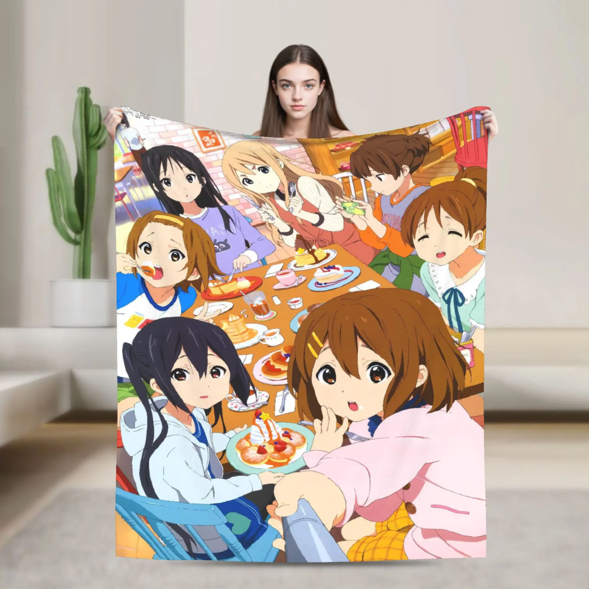 Warm Blanket Kids Travel K-On Instrument Group Manga Throw Blanket  Flannel Bedspread For Couch Bed Fashion Sofa Bed Cover