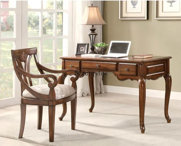

yj19 American-style Solid Wood Desk Home Writing Table Bedroom Study Office Computer Desk