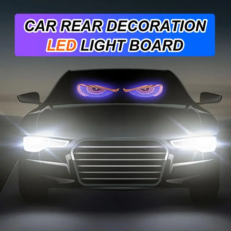 2pcs USB Dynamic Big Devil Eyes Light for Cars, Programmable Flexible Window Screen LED Display for Car, Animated Suvs Truck Eye