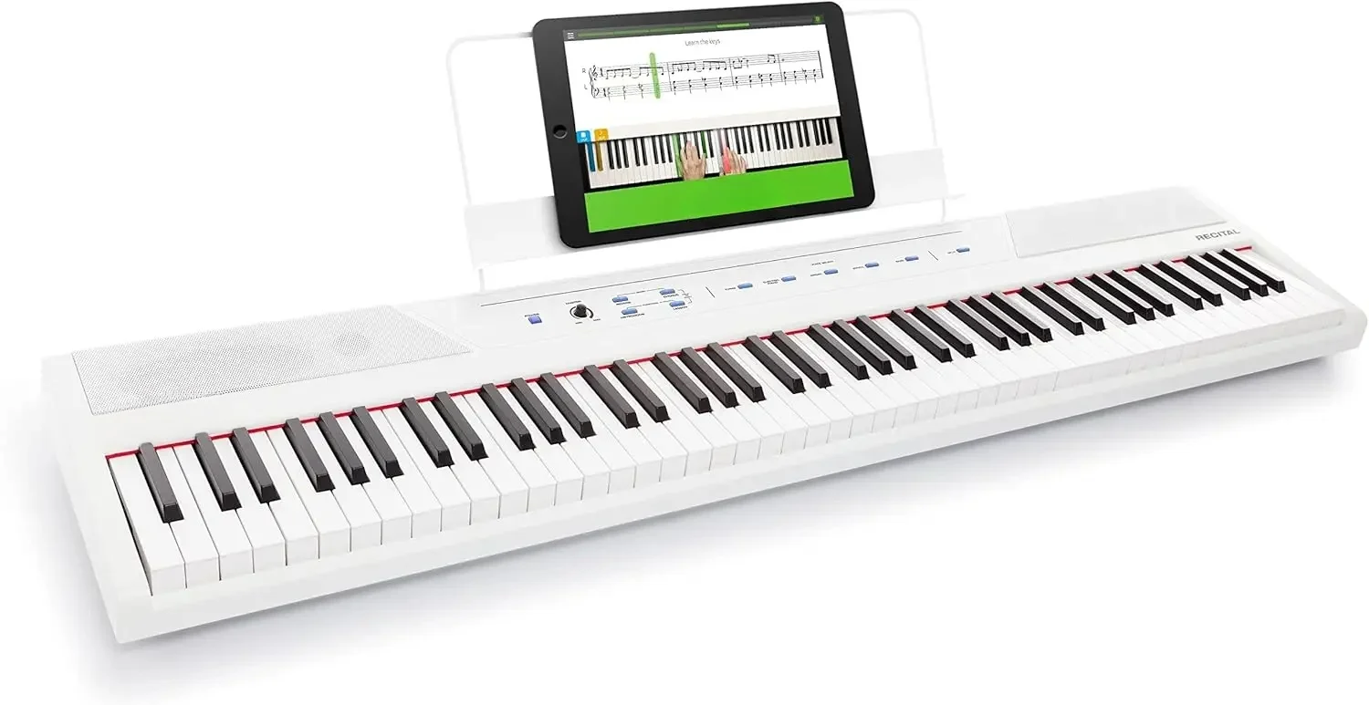 88 Key Digital Piano Keyboard with Semi Weighted Keys, 2x20W Speakers, 5 Voices, Layer and Lesson Mode