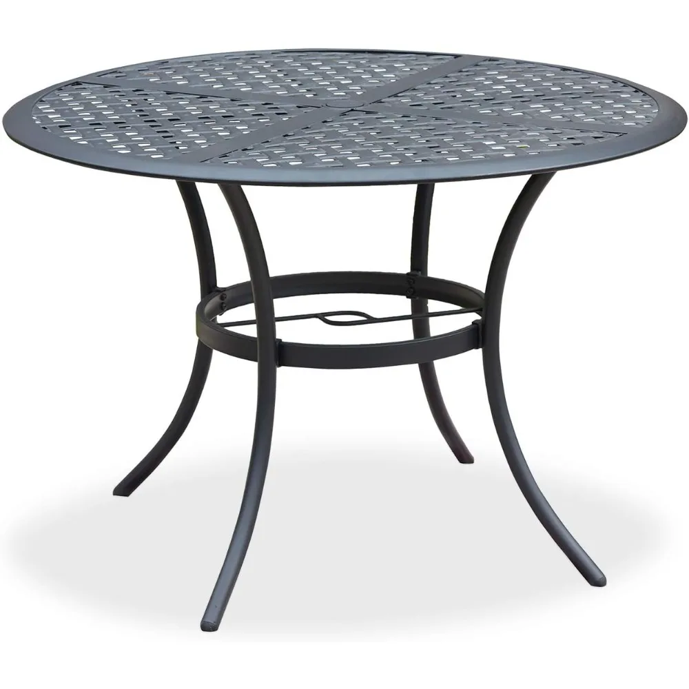 Romayard 42 Inch Outdoor Dining Table Round Patio Bistro Table Powder-Coated Steel Frame Top Patio Dining Table Outdoor