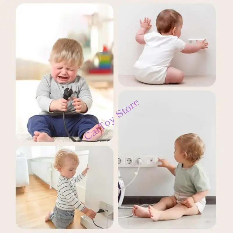 

634F 10Pcs/set Baby Proof Electric Socket Cover 2Pin EU Socket Plug Cover with Invisible Handle Designing for Child Safety