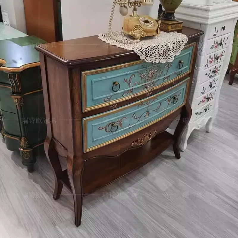 Solid Wood Side Cabinet Kitchen Storage Locker Living Room Wall Mounted Tea Cabinet Entryway Organizer Furniture