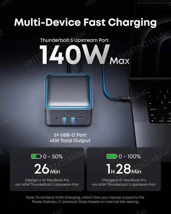 140W Max Charging and 120Gbps Max Transfer with 14 Ports  5 Docking Station TLF Anker Prime TB5 Docking Station