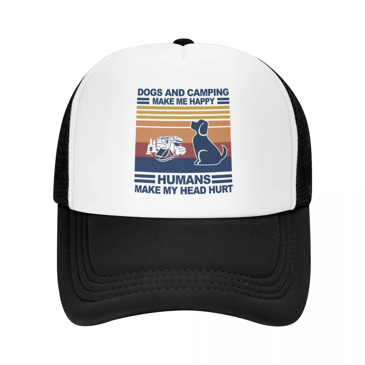 Custom Classic Unisex Honden En Camping Maken Me Blij Trucker Hoed Volwassen Kampeerders Citaten Verstelbare Baseballpet Voor Mannen Vrouwen