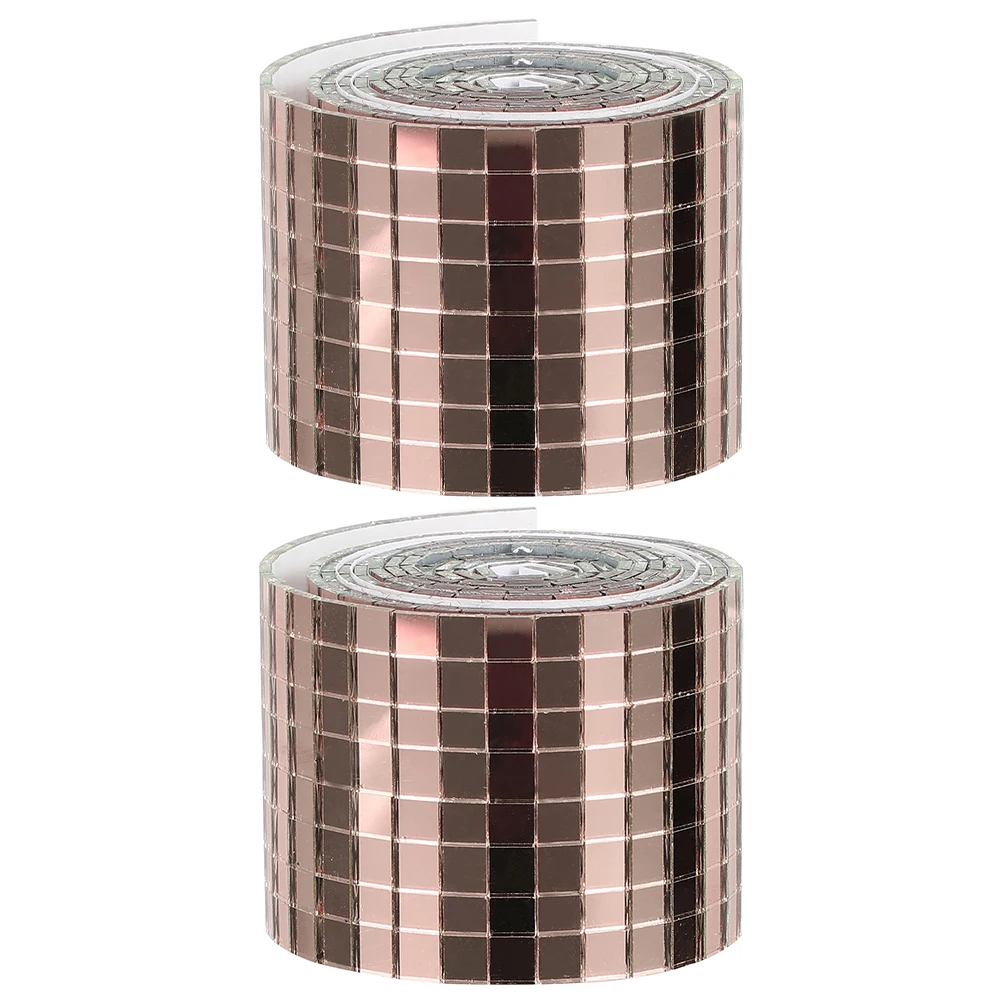 

2 Rolls Small Mirror Mosaic Wall Stickers Decoration Tiles Self Adhesive Glass Fiber for Crafts Square