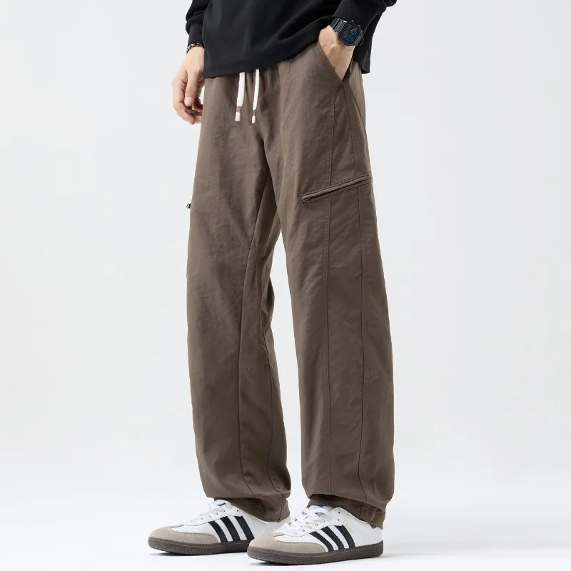 

Men's Loose Fit Trousers American Style Casual Pants Drawstring Design Workwear Thin Loose Straight Leg Quick Dry Sporty