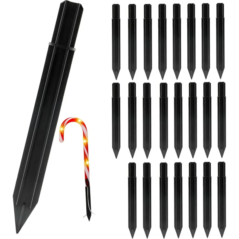 24PCS Stakes Candy Cane Lights – Plastic Pathway Marker Spikes, 0.x 6.05 Inches, Suit Securing O