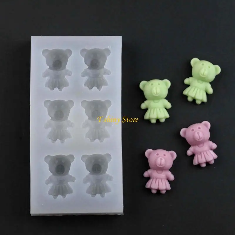 N58F Bear Silicone Mold Fondant Molds For Cookie Decorating Bear Molds For Candle Making Cake Decorating Molds