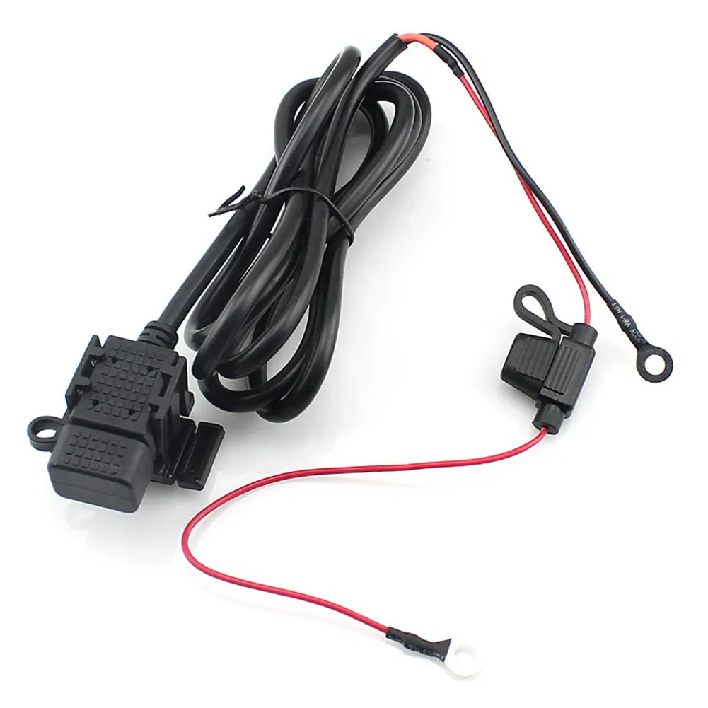 Motorcycle Handlebar Charger with Inline Fuse Waterproof Power Supply Socket 1.83m Cable Power Supply Adapter for Phone GPS MP3