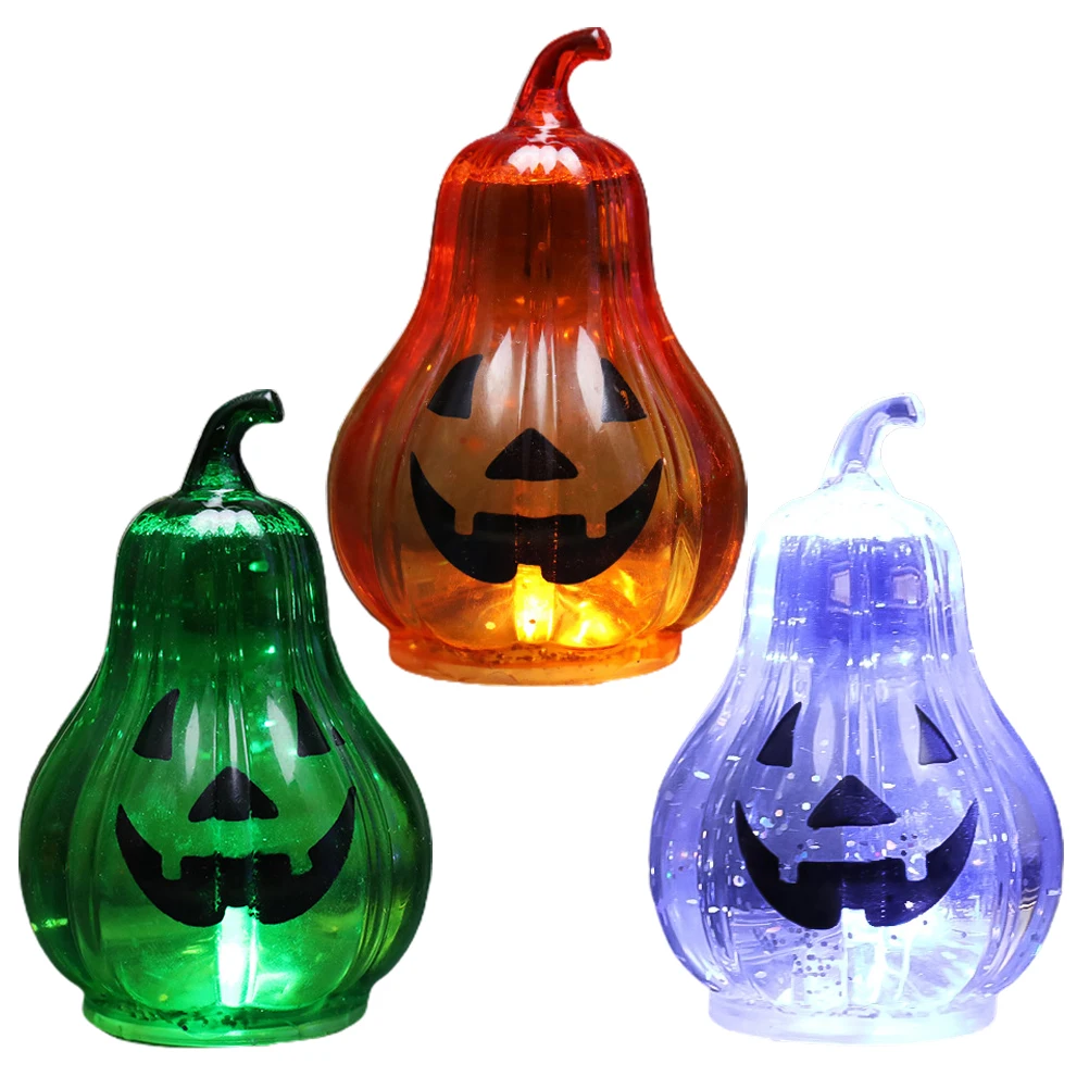 

3pcs LED Glowing Pumpkin Lamp Flameless Halloween Decorative Light for Home Bedroom Party Bar Store LED Bulb Tube