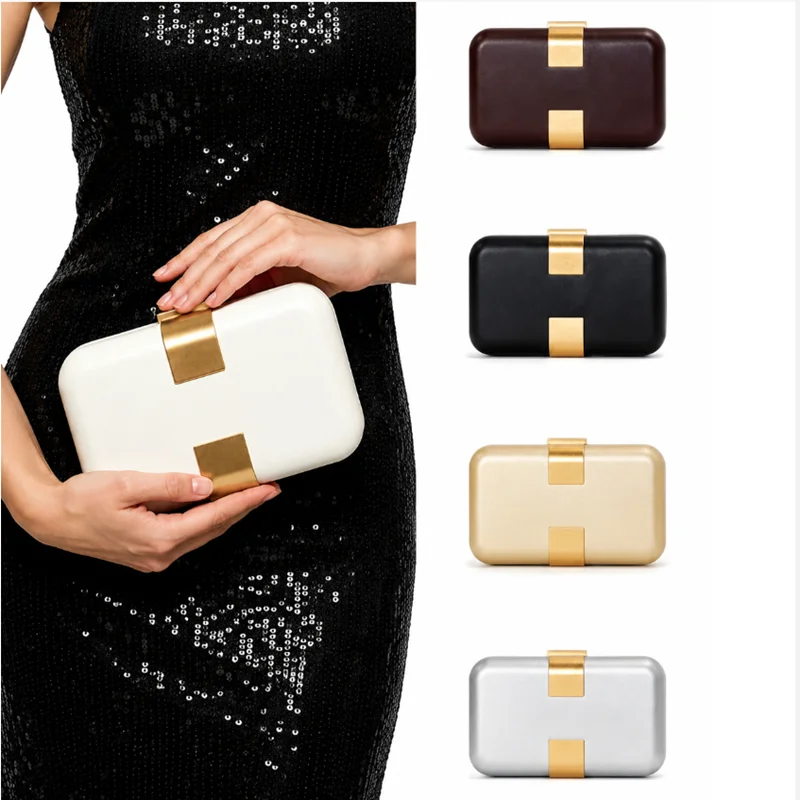 

2026 Fashion Designer Metal Clasp Women's Shell Evening Box Bag Elegant Party Clutch Purse and Handbag Wedding Crossbody Bag
