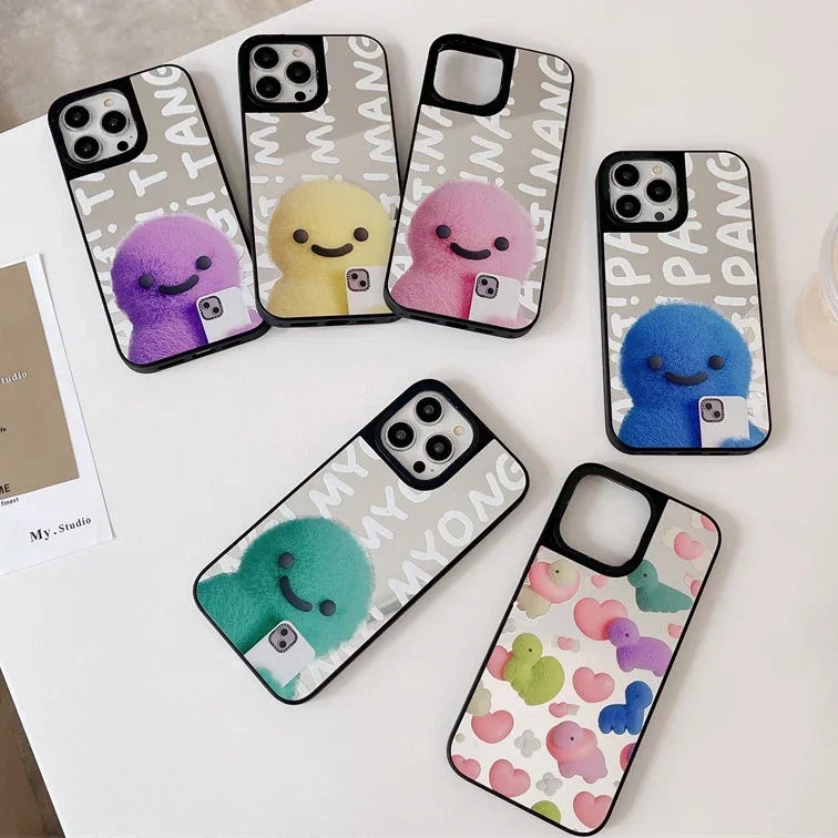 

Plus Doll Black Border Mirror Surface Phone Case Cover for iPhone 11 12 13 14 15 Pro Max Case