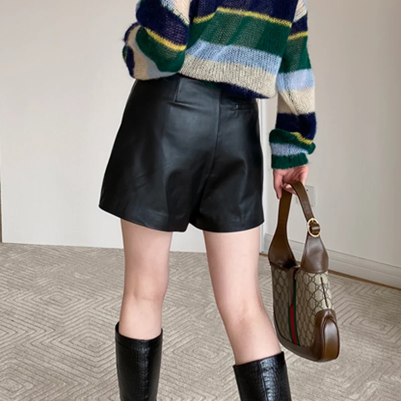 Shorts Skirts Women Japanese Harajuku Soft Leather Asymmetrical Design High Waist Thin Pants Female Street Sexy Mini Culottes