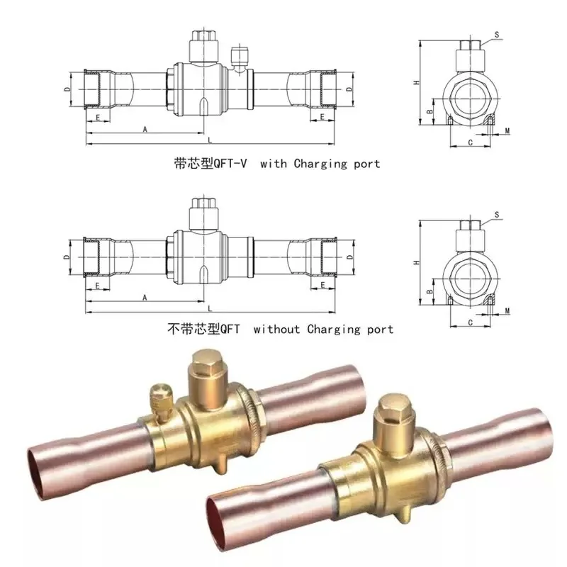 Refrigerant ball valve 6-54mm welding port unit pipeline globe air conditioner cold storage manual