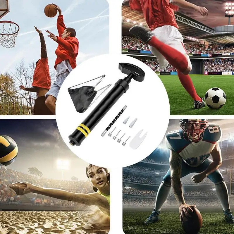 Ball Pump For Sports Balls Hand Air Ball Pump Portable Multipurpose Exercise Ball Inflator Kit With 4 Needles For Football