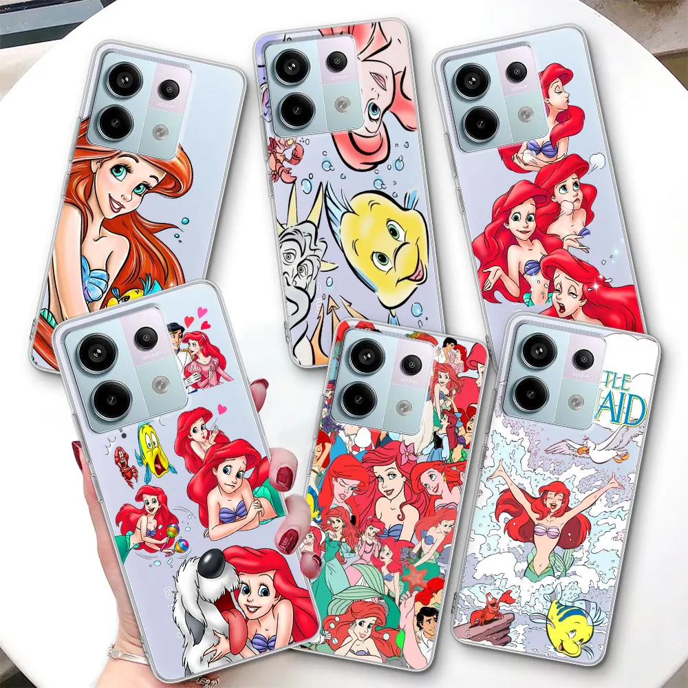 

Чехол Disney Cinderella Ariel Princess для Xiaomi Redmi Note 14 10 11 11S 13 9 12 Pro Plus 13R 10S 9S, прозрачный чехол для телефона из ТПУ