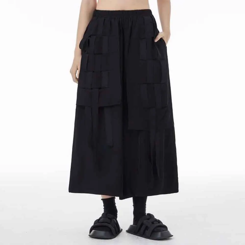 

Y2k Fall Skirt Pants Gothic Dark Samurai Pants Hakama Genderless Streetwear Fashion Casual Daily Versatile Wide-Leg Pants Unisex