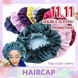 New Satin Hair Cap For Sleeping Invisible Flat Imitation Silk Round Haircare Women Headwear Ceremony Adjusting Button Night Hat