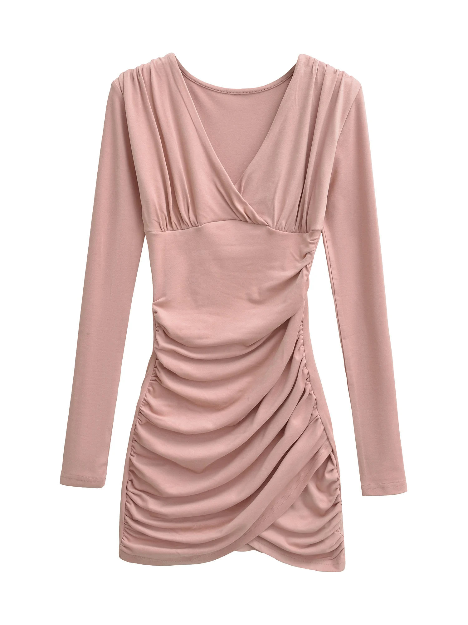 

Ele Long Sve Women's Dr Deep V Ne Protein Velvet Bodycon ort Skirt Design Sense Pleated Waist Elastic Gown