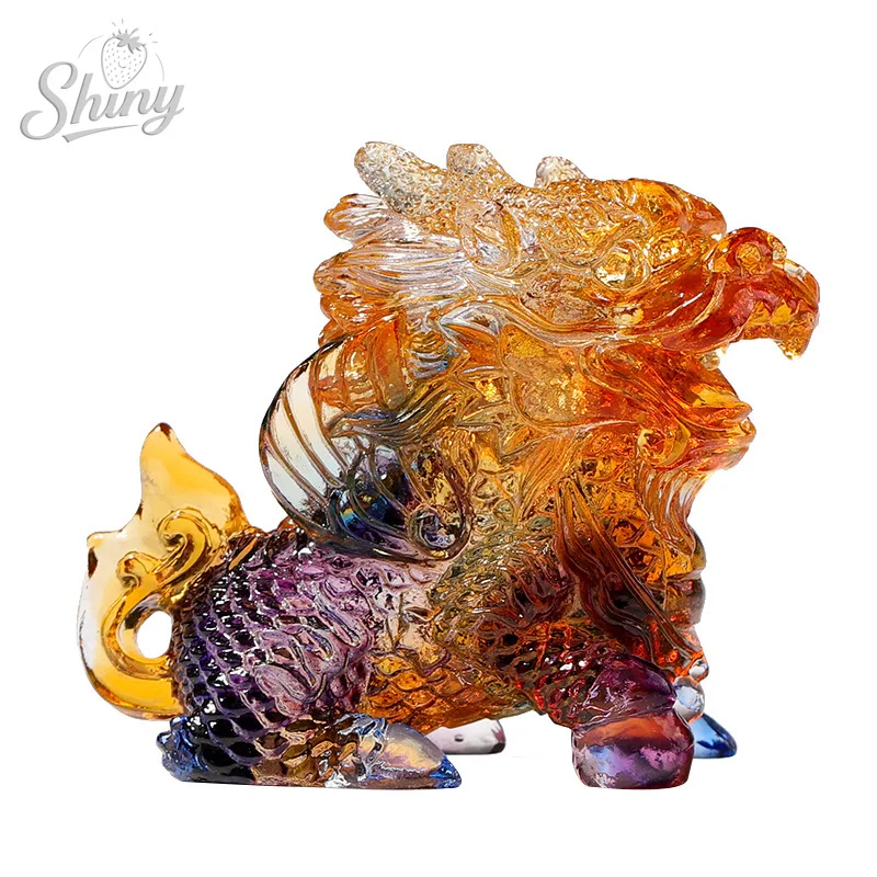 Colored Glaze Colored Glass Unicorn Ornaments Office Study Desktop Home Entrance Decorations Crafts Chinese Gifts