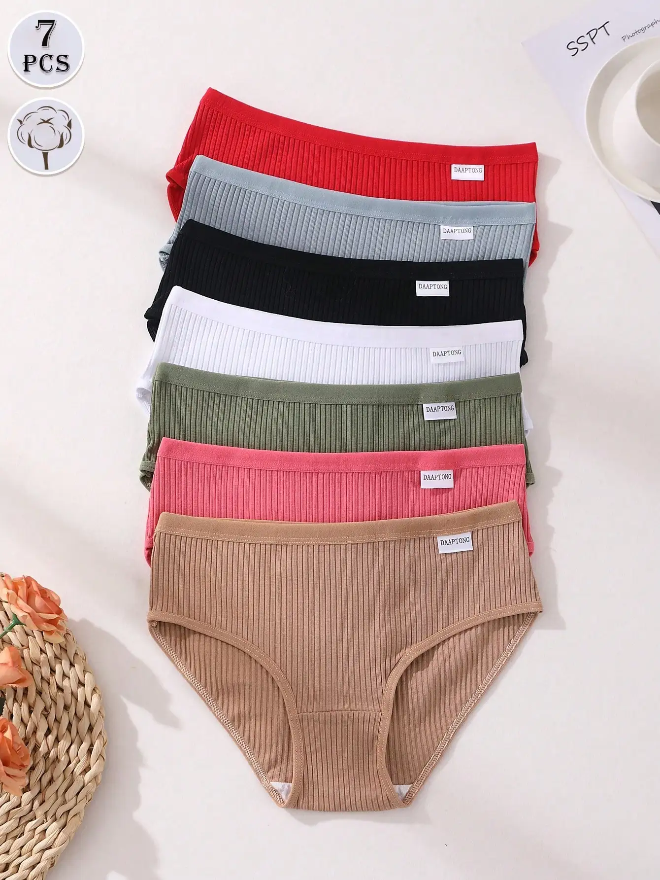 

7 шт. женских трусиков из ребристого хлопка, сексуальные женские трусы с низкой талией, удобное дышащее спортивное нижнее белье