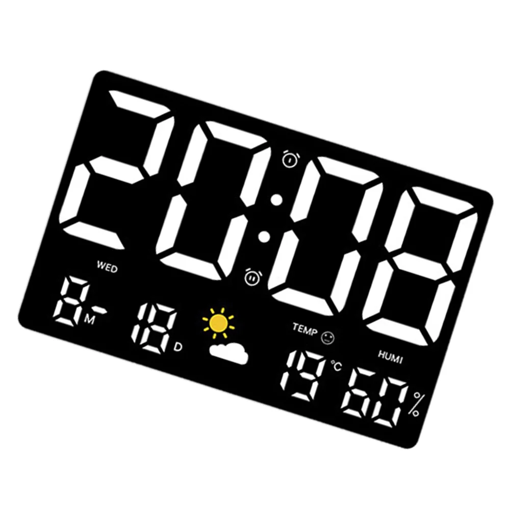 

Huge Temperature and Humidity Meteorological Clock Wall with Liquid Crystal Black Digital Large Display Elderly