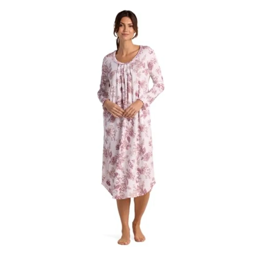 Miss Elaine Nightgown, Long Cottonessa Gown, Nightgown with Short Sleeves, Sleepwear and Loungewear