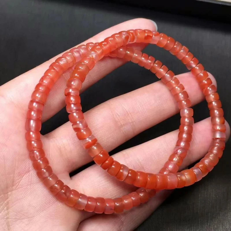 Factory Direct Sales Natural Liangshan Sichuan Material Red Agate Single Ring Bracelet Jade Delicate and Smooth Necklac