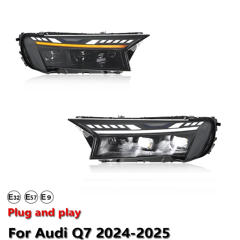 Car Accessories LED Headlight Light For Audi Q7 2024-2025 DRL Projector Front Headlamp Brake Turn Signal Lamp Plug and Play