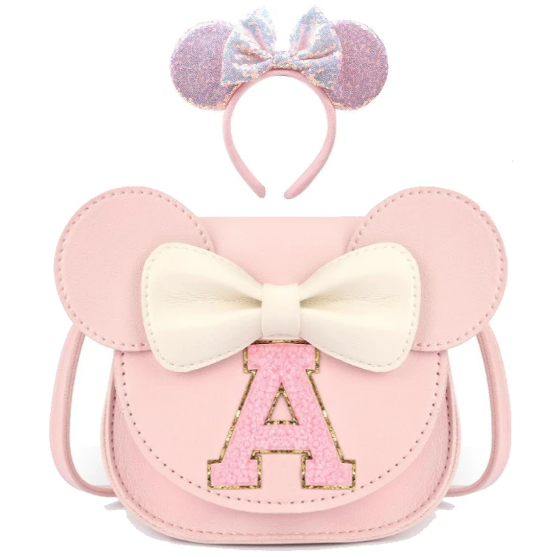 

Princess Cartoon Kids Crossbody Bag Fashionable Mini Shoulder Bag for Girls Cute Small Bag with Cute Mouse hairbandBowknot