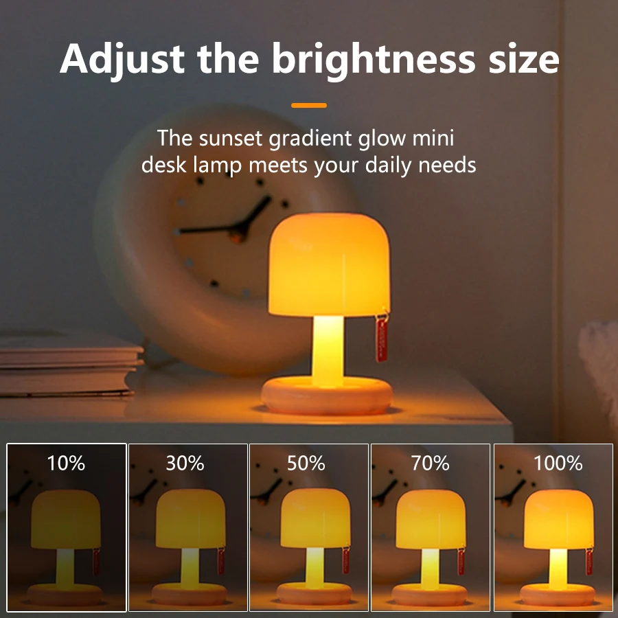 Rechargeable Mini Table Lamp Warm and Cozy Sunset Light Bedside Night Light Bedroom Study Room Desktop Decorative Ornaments