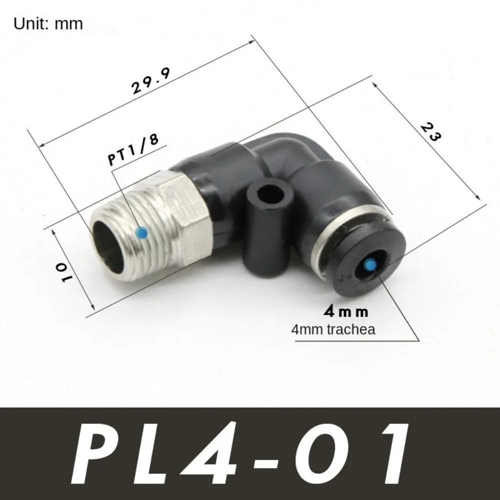 External thread Elbow Quick Connector Alloy PL4 6 8mm Quick Insert Pneumatic Fitting Air Tube for Hose Pneumatic Connector