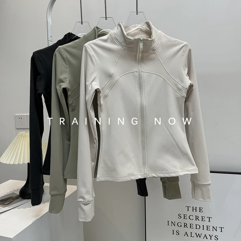 

Кардиган на молнии и бархатное спортивное пальто для женщин, осенне-зимняя облегающая одежда для фитнеса, воротник-стойка, ветрозащитный для бега