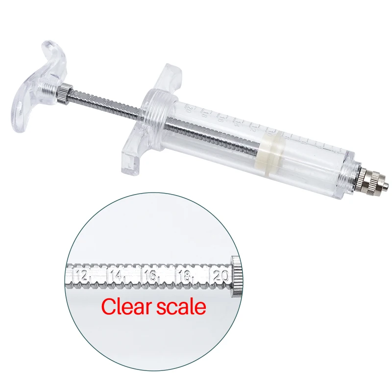 10/20/30/50ml Transparent Syringes Adjustable Dose Vaccine Injection with 304 Stainless Steel Needle Farm Livestock Dispensing