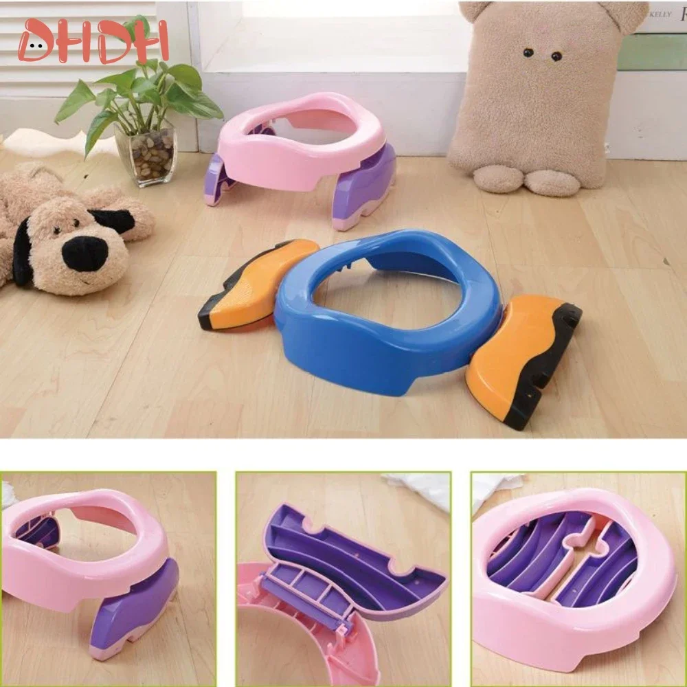 Portable Baby Infant Chamber Pots Foldaway Toilet Training Seat Travel Potty Rings with urine bag For Kids Blue Pink