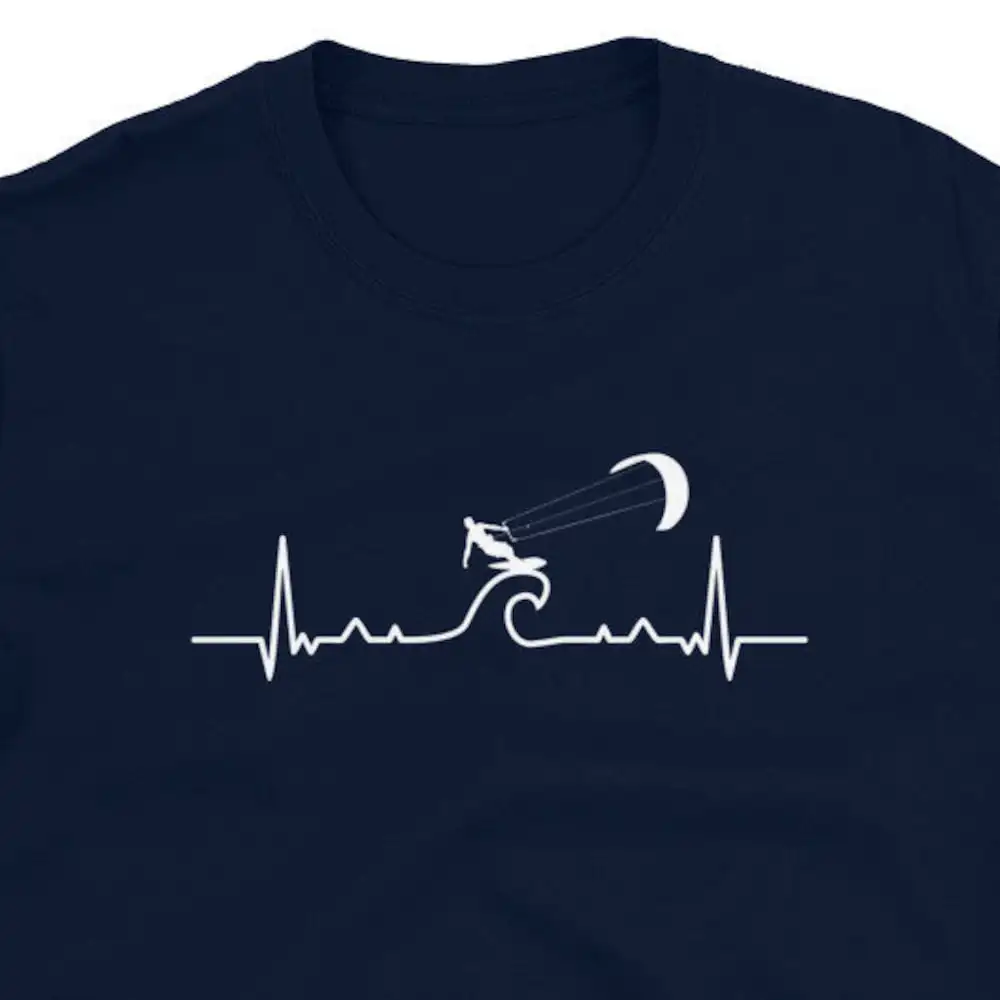 Heartbeat Ekg Pulse Kitesurfing Surfer T Shirt For Man Woman Kite Surf Surfing Boarding Water Sports Lover